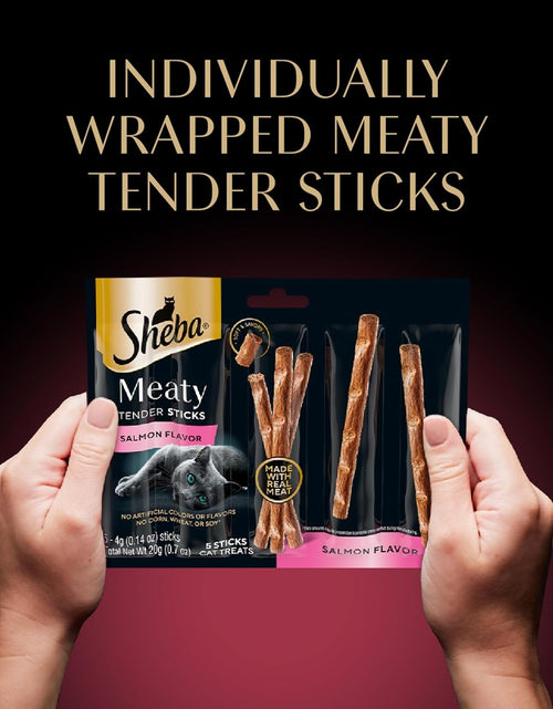 Load image into Gallery viewer, Meaty Tender Sticks Soft Cat Treats Salmon Flavor, 0.14 Oz Sticks (Pack of 10) (50 Sticks Total)

