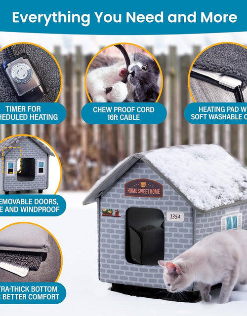 Load image into Gallery viewer, Heated Cat Houses for Outdoor Cats in Winter - Heated Outdoor Cat House Weatherproof - Outdoor Heated Cat House - Easy to Assemble
