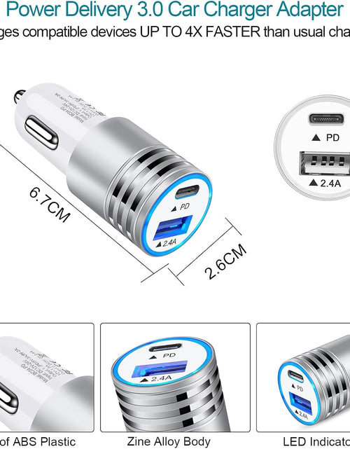Load image into Gallery viewer, USB C Car Charger Fast Charging C Cord for Samsung Galaxy S23 A14 S22 S21 Ultra/S21+/S20 Fe/Note 20 S10E S9 A01 A71 A72 A52 A32,LG V60 K51 V50 V40 V30,Oneplus 9 Pro 8 8T 7,30W Phone Automobile Adapter
