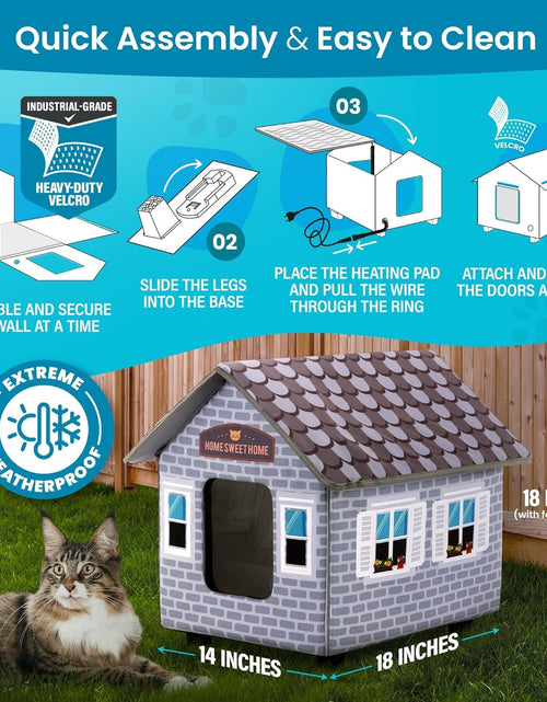 Load image into Gallery viewer, Heated Cat Houses for Outdoor Cats in Winter - Heated Outdoor Cat House Weatherproof - Outdoor Heated Cat House - Easy to Assemble
