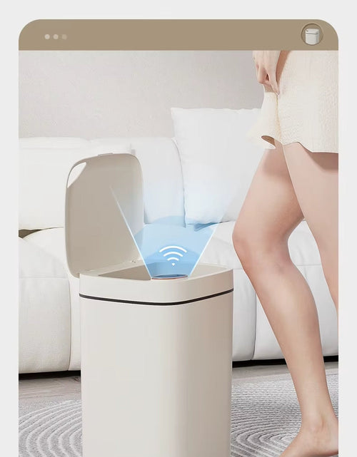 Load image into Gallery viewer, 16L Smart Bathroom Trash Can White Non-Contact Narrow Smart Sensor Trash Can Smart Home Automatic Bagging Electronic Trash Can
