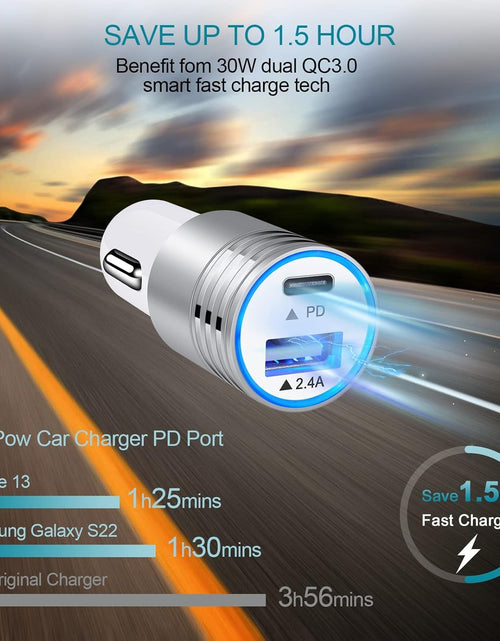 Load image into Gallery viewer, USB C Car Charger Fast Charging C Cord for Samsung Galaxy S23 A14 S22 S21 Ultra/S21+/S20 Fe/Note 20 S10E S9 A01 A71 A72 A52 A32,LG V60 K51 V50 V40 V30,Oneplus 9 Pro 8 8T 7,30W Phone Automobile Adapter

